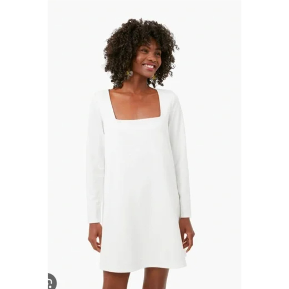 Tuckernuck Middleton Shift Dress White Square Neck Pullover Long Sleeve Sz S